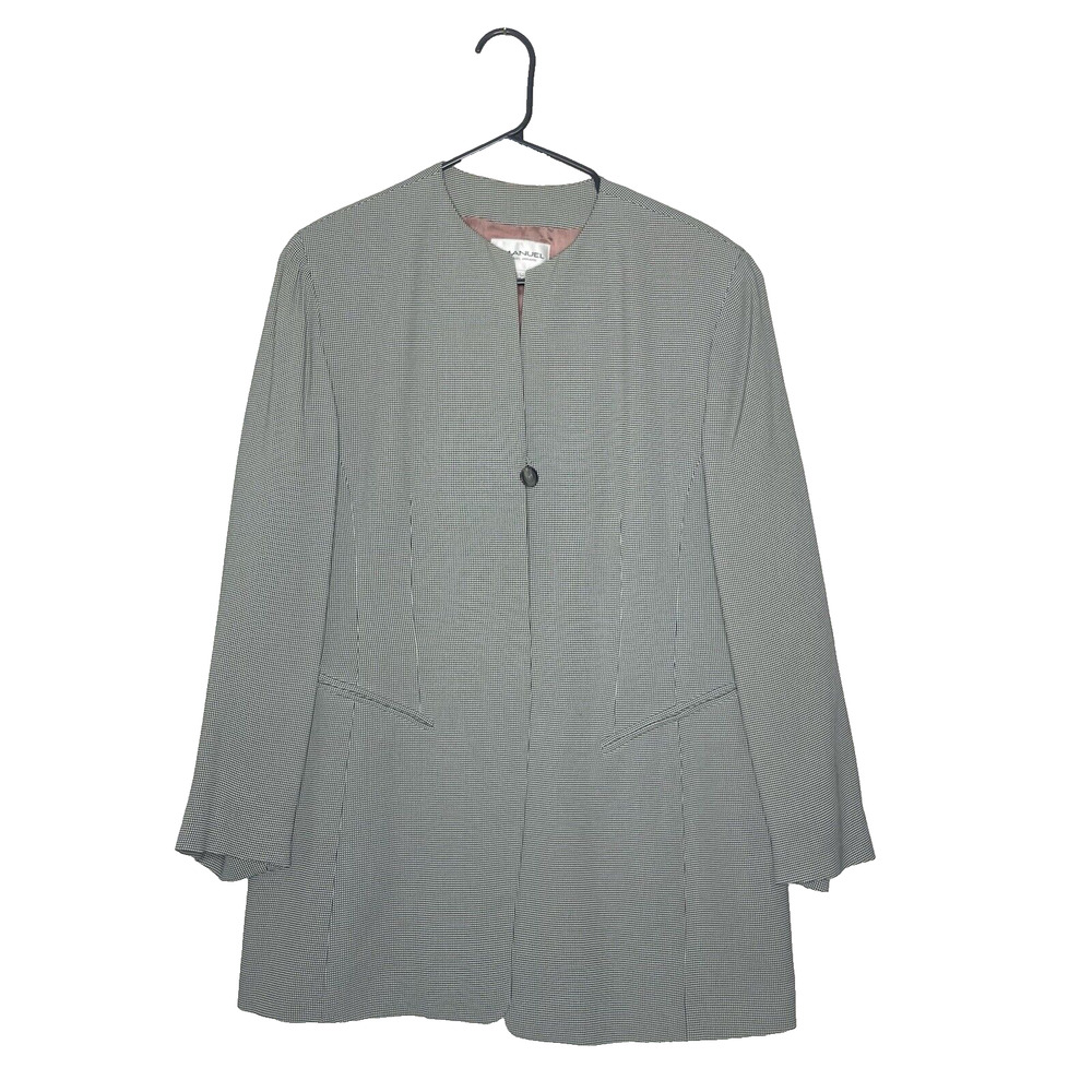 Emanuel Ungaro Blazer Womens Size 10 Long Sleeve Lined Retro Checkered 50s Style